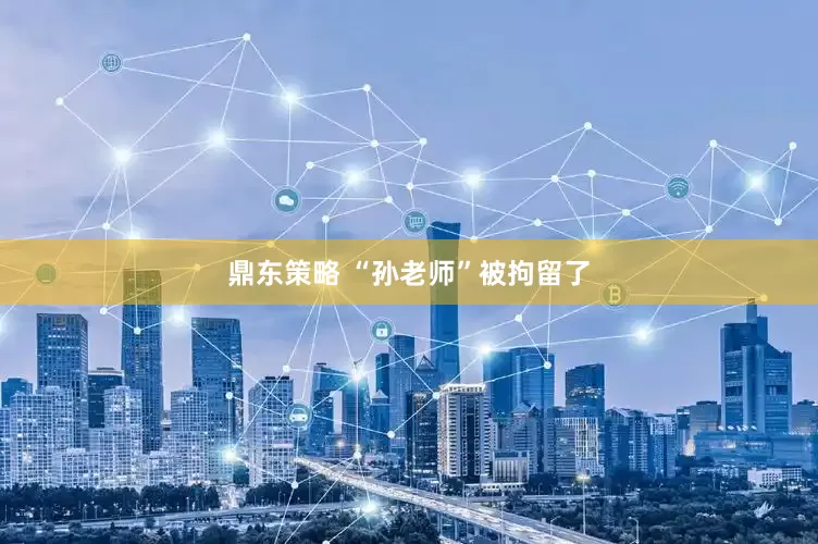鼎东策略 “孙老师”被拘留了