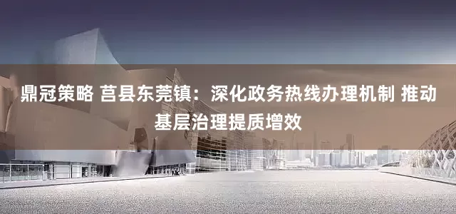 鼎冠策略 莒县东莞镇：深化政务热线办理机制 推动基层治理提质增效