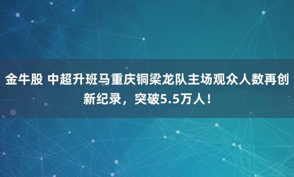 金牛股 中超升班马重庆铜梁龙队主场观众人数再创新纪录，突破5.5万人！